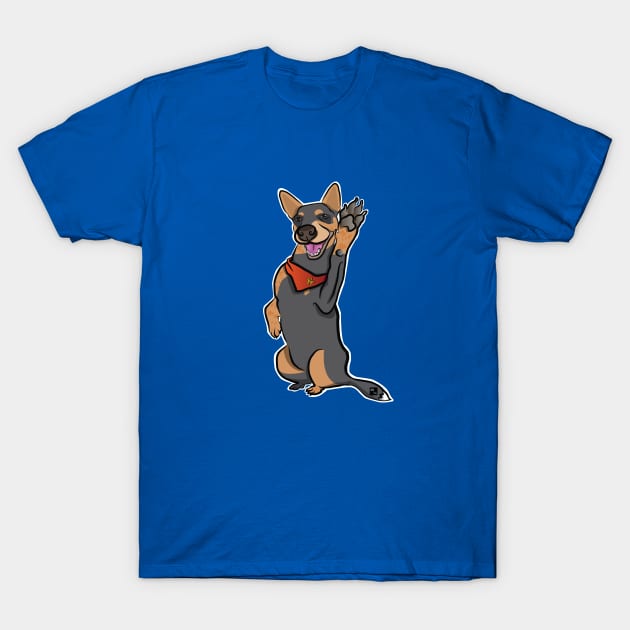 Lefty Cattle Dog High Five T-Shirt by AltTabStudio